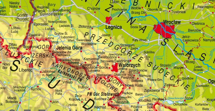 Polska fizyczna konturowa Wydawnictwo Edulex